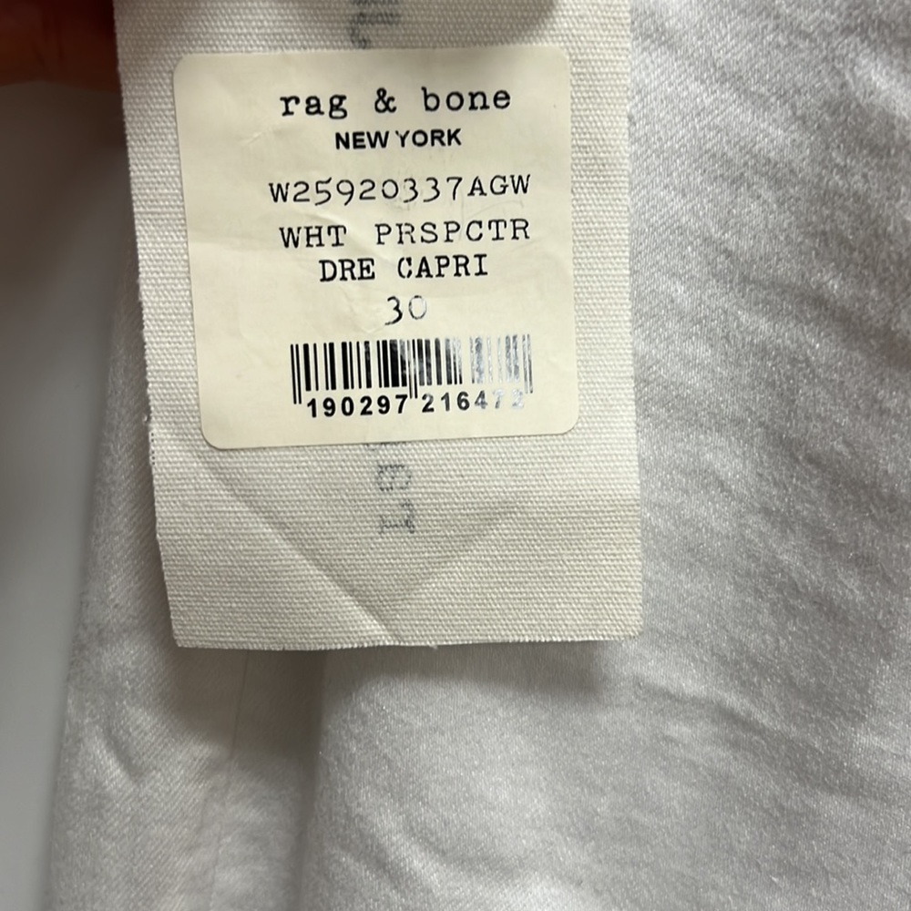 NWT rag & bone Jeans White Prospctr Dre Capri Distressed Size 26, 28, 29 or 30 - Picture 12 of 16
